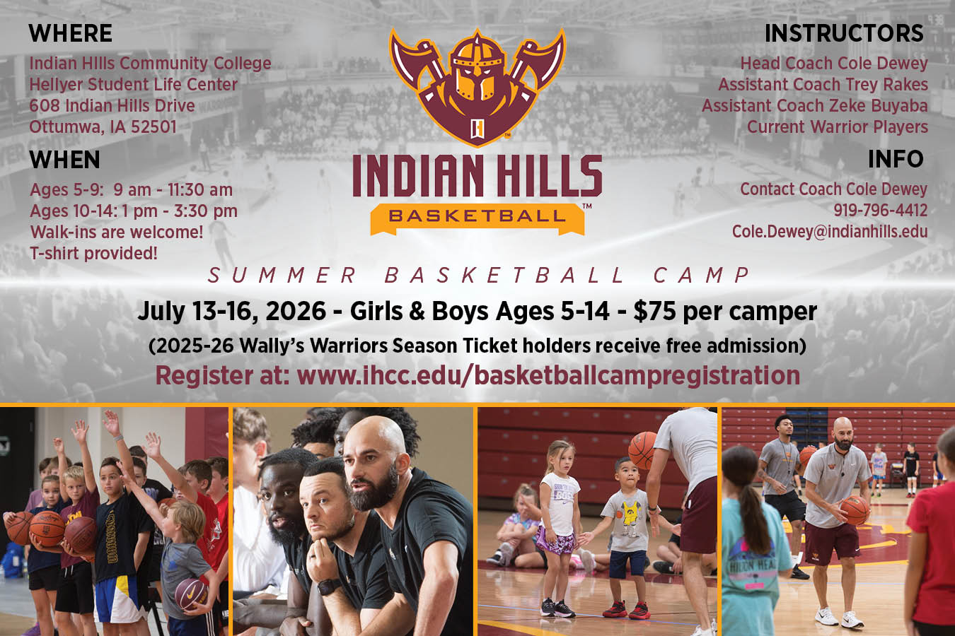 WARRIOR BASKETBALL YOUTH CAMP SET FOR JULY 13-16